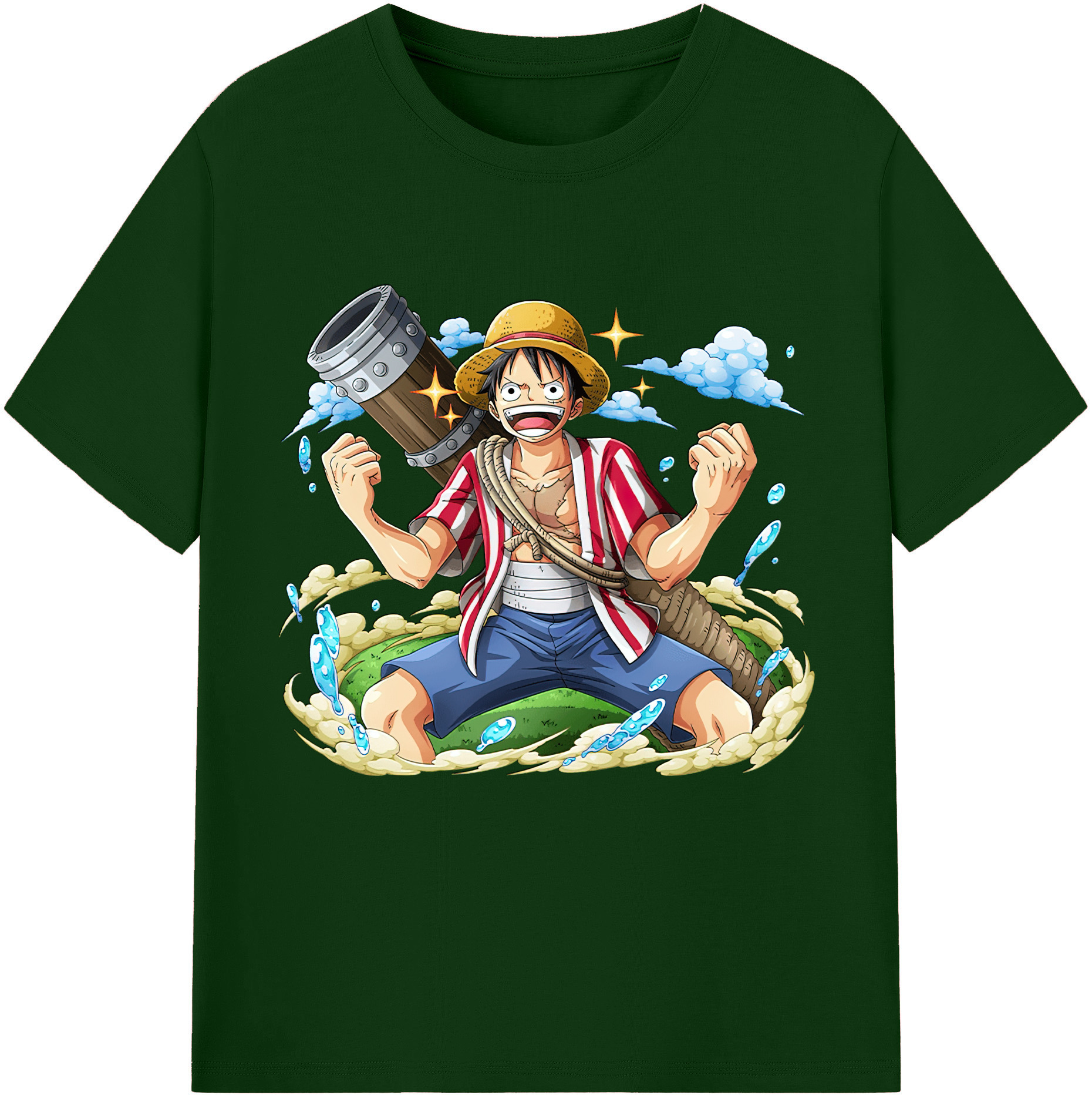 ワンピース モンキー・D・ルフィ ONE PIECE Monkey D. Luffy 綿100％半袖Tシャツ（フロントプリント）
